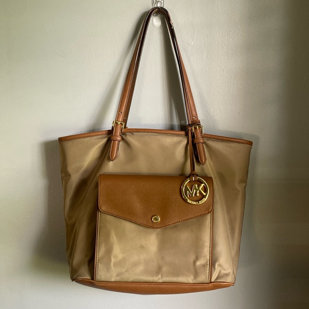 Micheal Kors Tan Nylon Tote Bag